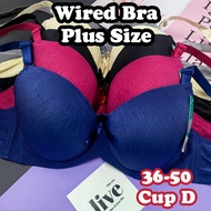 Wired Bra Plus Size 36-50 Cup D Full Cup Bra Baju Dalam Wanita Berdawai Plus Size