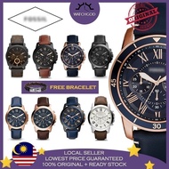 [ORIGINAL & FREE BRACELET] FS4656 FS5132 Grant & Machine Chronograph Leather Men Women Watch Jam Tan