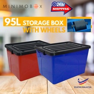 95L Storage Box With Wheel Wheel Bekas Simpanan Dengan Roda Kotak Simpanan Plastik 95 Liter 95 Litre