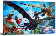 Cartoons《how To Train Your Dragon》hiccup and Night Fury Toothlessposter Decorative Painting Canvas W