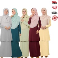 Jelita Wardrobe Baju Kurung Agung Moden Plain Ironless Riau Moss Crepe Pastel Bridesmaid Tunang Raya 2022