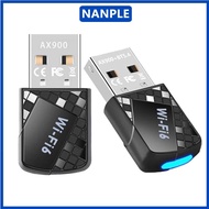 NANPLE USB Wifi Adapter with BT5.4 Wi-Fi 6 AX900 Driver Free Wireless Network Card Portable