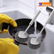 [Perfk1] Kitchen Scrubber Brush Skillet Scrubber Dish Scrubber with Handle for Pots Pans Cast Iron Cookware