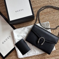 (大降價！)Gucci DIONYSUS皮革鏈條迷你袋 黑色鏈包 肩背包