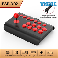 VMIQE 6 In 1เครื่องคอนโซลอาเขตย้อนยุคจอยสติ๊กเกมโทรศัพท์และแท็บเล็ตโยกไร้สายบลูทูธแบบมีสายควบคุมการต่อสู้สำหรับนินเท็นโดสวิตช์ PS4พีซี PS3 PIVBQ
