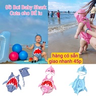 [Beautiful + Genuine] cute shark Swimwear For baby, baby shark Beachwear With Tail Hat