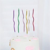 6 pcs Birthday Candle Curved Cake Candle Cake Topper Decoration