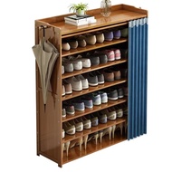 Shoe shelf simple multi-layer household economical large-capacity solid wood storage cabinet rack shoe cabinet