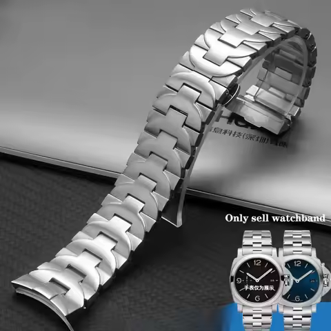 Solid Stainless Steel 24mm 22mm Steel Black Accessories for Panerai Luminor Series Pam441 111 Arc In