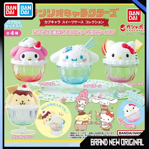 BANDAI Sanrio Action Figures Model Kitty White My Melody My Melo Pompompurin Gashapon Dessert Cup St