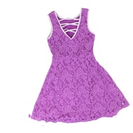 Purple Gown Sleeveless Girl Gown Vneck Lace Dress