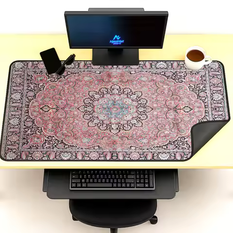 Floral Mouse Pad Gaming Desk Mat 120x60 Pattern Elegant Pink Black Mousepad Rug Ornate Decor Very Th