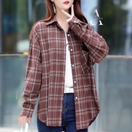ANVERS | Women Flannel Checkered Long Sleeve T-Shirt S0014
