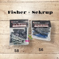 ELGLADIO FISHER HITAM PVC PLUS SEKRUP S6 dan S8 FISHER