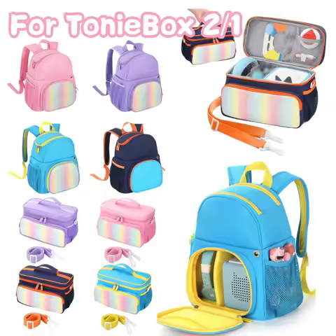 Functional Backpack Carrying Case for TonieBox 2/1 Audio Player Starter Set with Multiple Pockets St