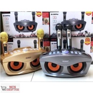 Speaker Anak Burung Hantu Family KTV SD306 Dual 2 Wireless Microphone Portable Bluetooth Speaker Mob