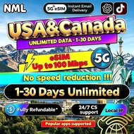 🇺🇸&🇨🇦NMLeSIM America(USA) & Canada eSIM 5G 1-90 Days Daily500MB-Total50GB High-Speed Unlimited Data 