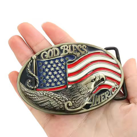 Vulture Eagle American Flag Belt Buckle God Bless Casual Western Cowboy Waistband Components Leather