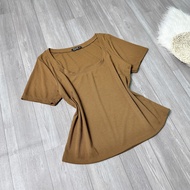 Áo thun tay ngắn bigsize nữ cổ tròn croptop cách điệu chất thun gân tăm co giãn mạnh BIGSIZE CÔ NHỎ 