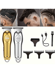 Lcd顯示髮廊理髮器,可充電油頭修剪器,便攜式雕刻電動理髮器