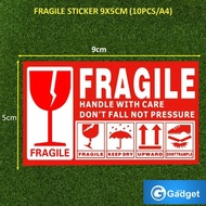 【READY STOCK】FRAGILE STICKER 9X5CM (10PCS/A4)