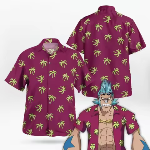 Franky One Piece Hawaiian Shirt Cosplay in “Water 7 Arc”Spring Sports Men's T-Shirt Children's Cloth