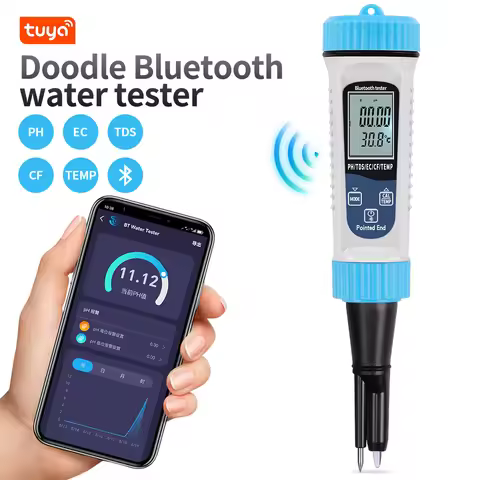 Tuya Bluetooth 5 in 1 EC TDS CF Temp PH Meter Online Water Quality Tester APP Intelligent Control fo
