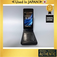 SH-02L Black/Gold/Pink AQUOS Flip Phone [Used in Japan]