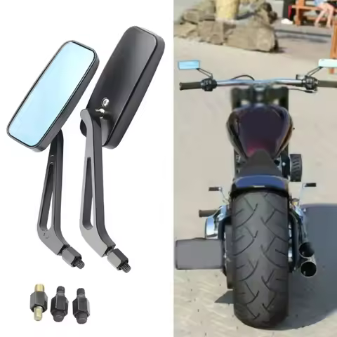 Universal Side Mirror Mobike Accessories Motorcycle Handlebar Rear View Mirrors Rectangle Black Squa