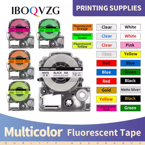 IBOQVZG 12mm Fluorescent Tape SK12P SK12D SK12Y SK12G for Epson King Jim SS12KW Compatible for Epson