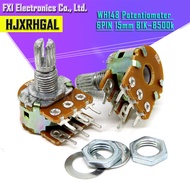 5pcs WH148 B1K B2K B5K B10K B20K B50K B100K B500K 6Pin Shaft  Amplifier Dual Stereo Potentiometer 1K
