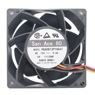 Original Sanyo 9GA0812P1H641 DC12V 0.6A 8CM 8038 Four-Wire PWM Temperature-Controlled Cooling Fan