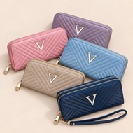 2 zip Women Long Zip Wallet Woman Purse Coins Card Holder Clutch Wristlet Pouch Bag Dompet Panjang B