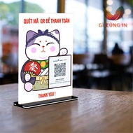 Print Lucky Cat QR Code - Qr Menu Shelf - Qr Scan Code - Beautifully Printed Desk Standee on Demand