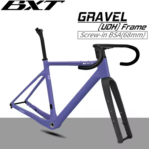 BXT Road Bicycle Frame Gravel Frame Carbon 700C Flat Mount Disc Brake With Carbon Fork and Handlebar