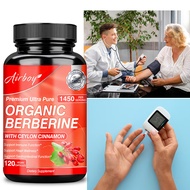 Airboy Premium Berberine HCl 1200 mg with Organic Ceylon Cinnamon - 30/60/120 Capsules - Immune Syst