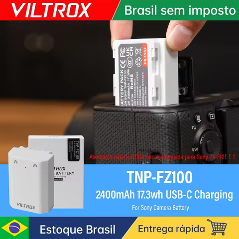 VILTROX NP-FZ100 USB-C Camera Battery 2200mAh Fast Charging Rechargeable for Sony Camera A6700 FX3 F