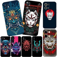 Case For OPPO A17 A17K A57 A57E A57S A77 A77S 4G Phone Cover Soft Silicon Black Tpu Japanese oni mask