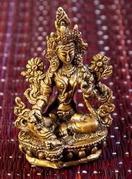 Green Tara - Brass Statue - 9.5 cm
