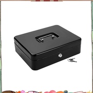 Cash Box Metal Cash Box with Tray and Key Lock, Tiered Locking Cash Box,  Lock Safe with 4 Bills, 5 