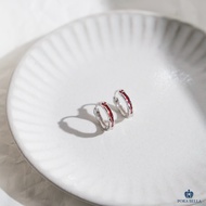 < Porabella > S999 Sterling Silver Irregular Texture Red Earrings S999 Hypoallergenic Pierced