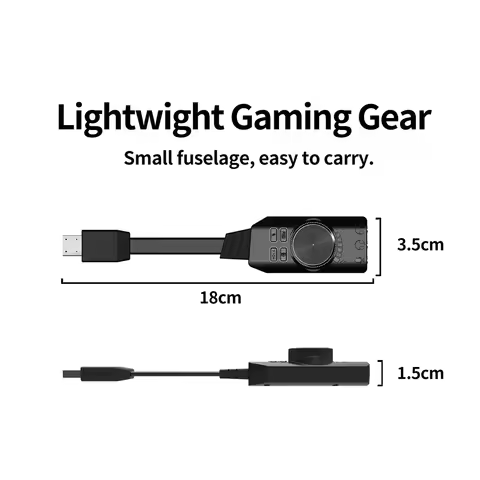 GS3 7.1 Channel USB Sound Card Adapter External Volume Adjustable Audio Jack Cable Mute Switch Adjus