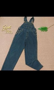 古著 JEANSMARK 潮男必備 水洗仿舊 復古工作口袋 寬鬆 牛仔吊帶褲 Vintage 吊帶牛仔褲 連身褲 背帶褲 L