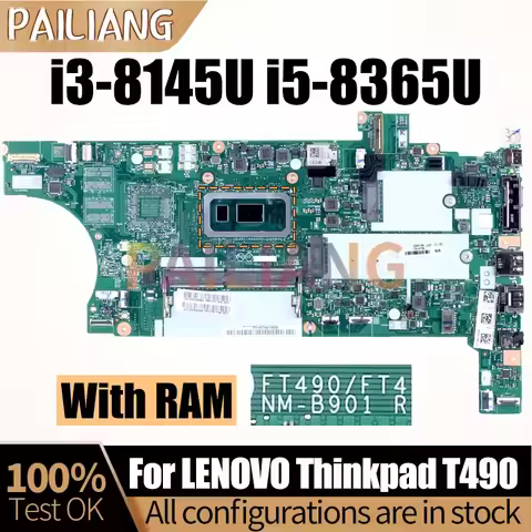 NM-B901 For LENOVO ThinkPad T490 Notebook Mainboard i3-8145U i5-8365U With RAM Laptop Motherboard Fu