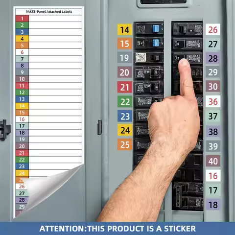 Circuit Breaker Label Kit with Marking Panel (1-10, N, T, R, S) | Handwritten Electrical Panel Stick