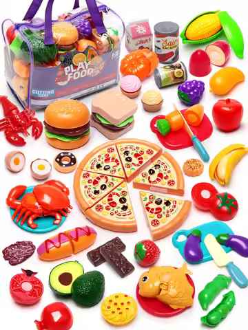81pcs Kitchen Cute Fun Play Home Toys Simulation Fruit Kitchenware Vegetable Pizza