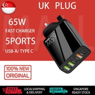 NEW 65W Charger USB Charger Type C Charger Quick Charge 5 port usb charger Adapter Trave UK Plug PD