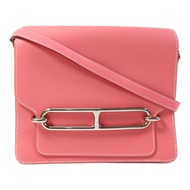 HERMES Evercolor皮革Roulis 23銀扣肩背袋Rose Azalee