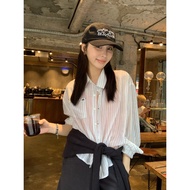KITTIN-Korean version of refreshing slimming embroidered striped sun protection shirt 80055