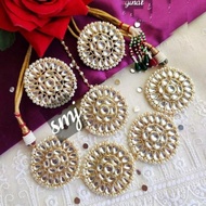 Gold Plated Kundan fancy Necklace Set with Earrings and Maang tikka - Indian Jewellery - Womens jewellery - Diwali sale - Festive jewellery